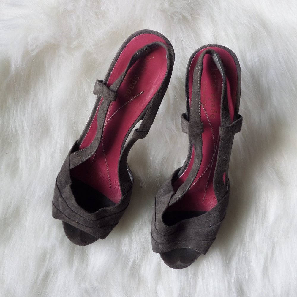 Kate Spade Gray Suede Sling Back Heels